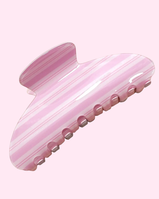 Pink Striped Claw Clip