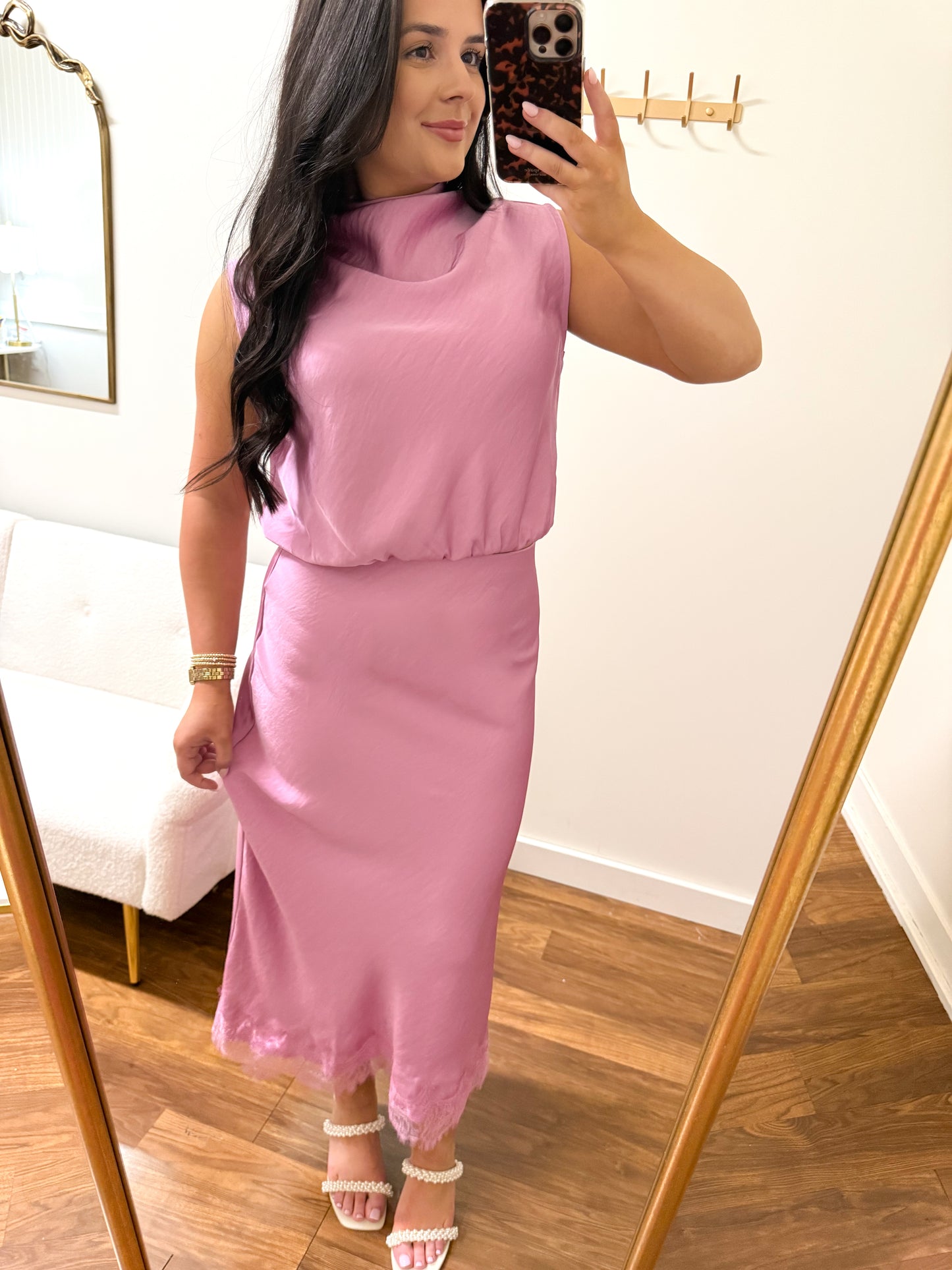 Pink High-Neck Sleeveless Top