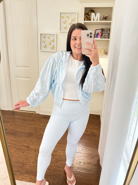 Blue Gingham Leggings