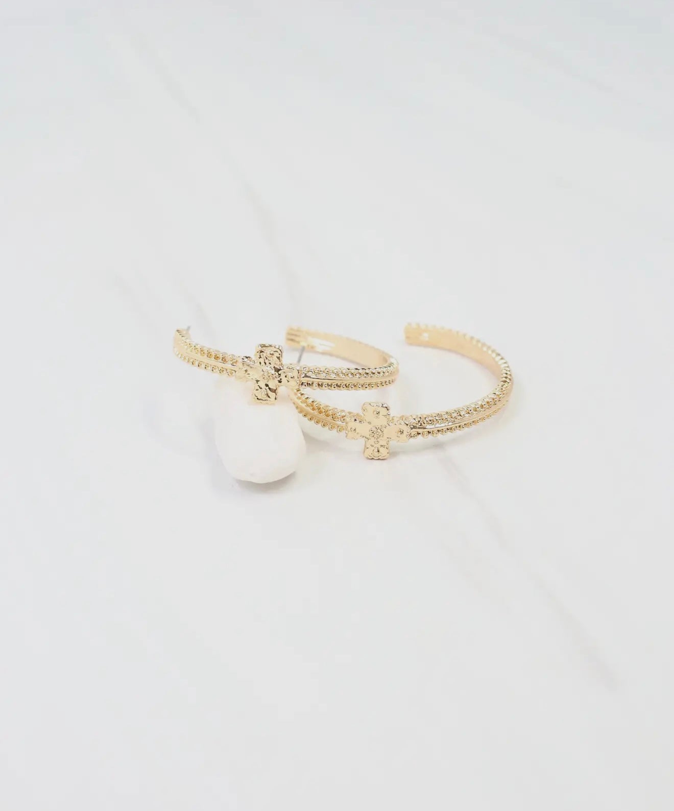Cross Gold Hoops