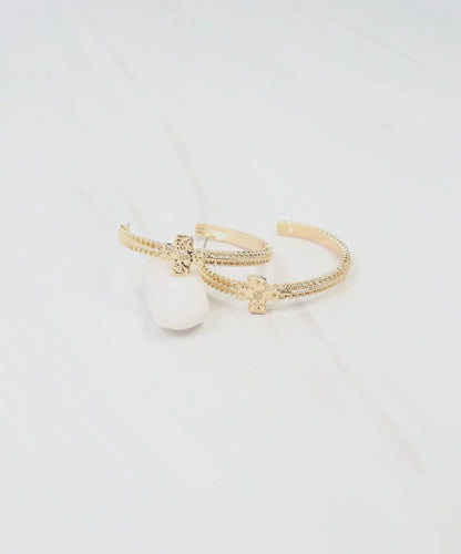 Cross Gold Hoops