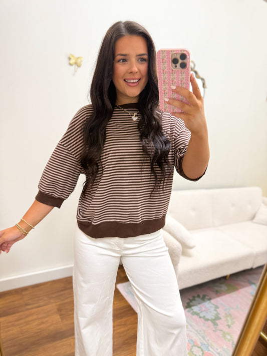 Mocha Stripe Top