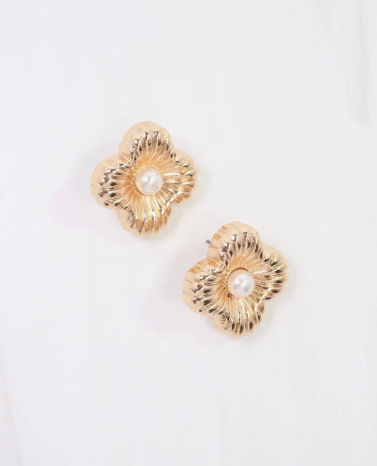 Textured Clover Stud Earrings