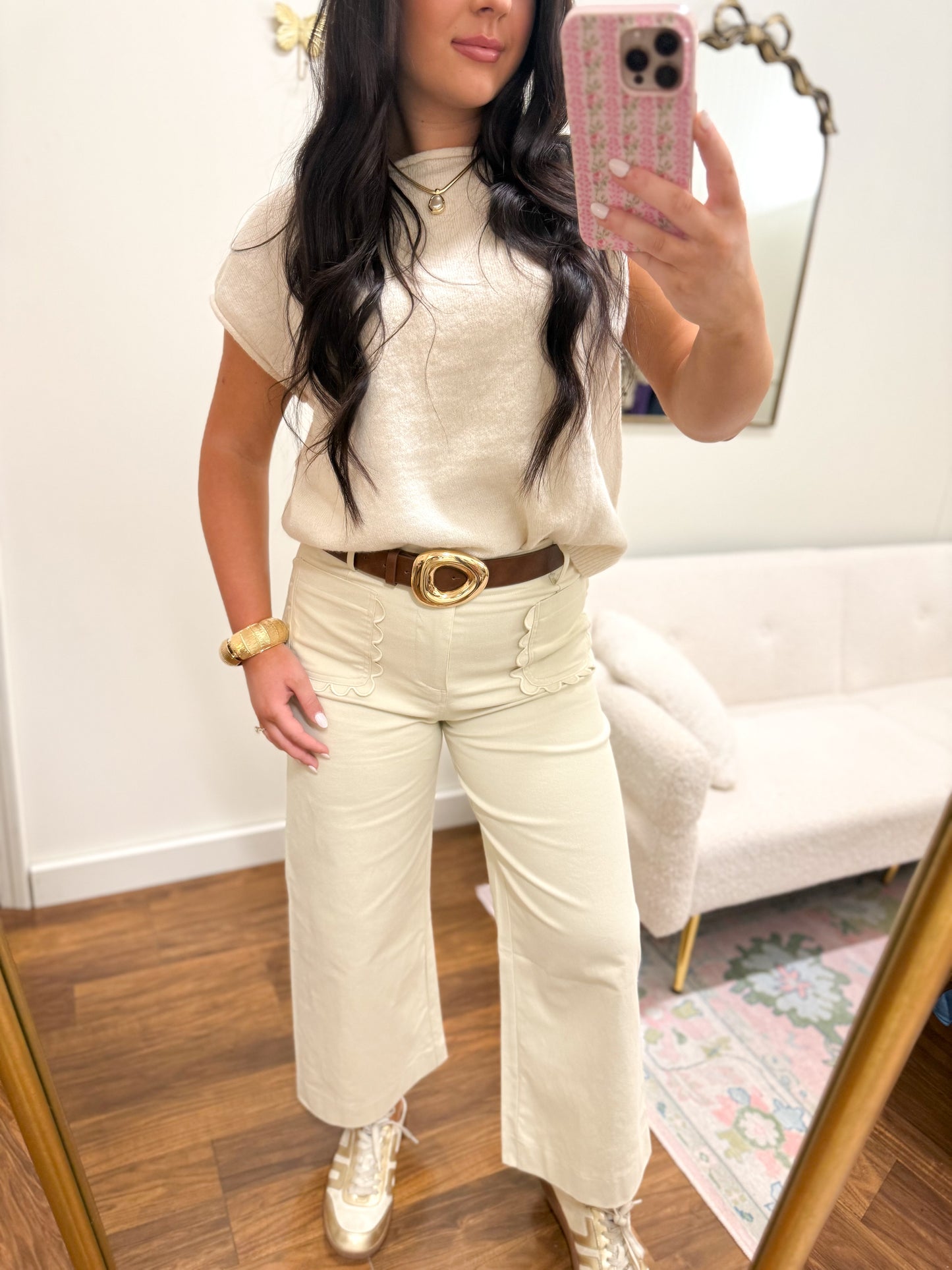 Colette Scallop Pocket Wide-Leg Pants
