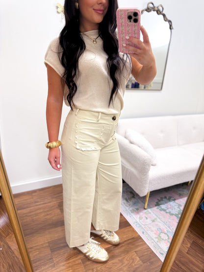 Colette Scallop Pocket Wide-Leg Pants