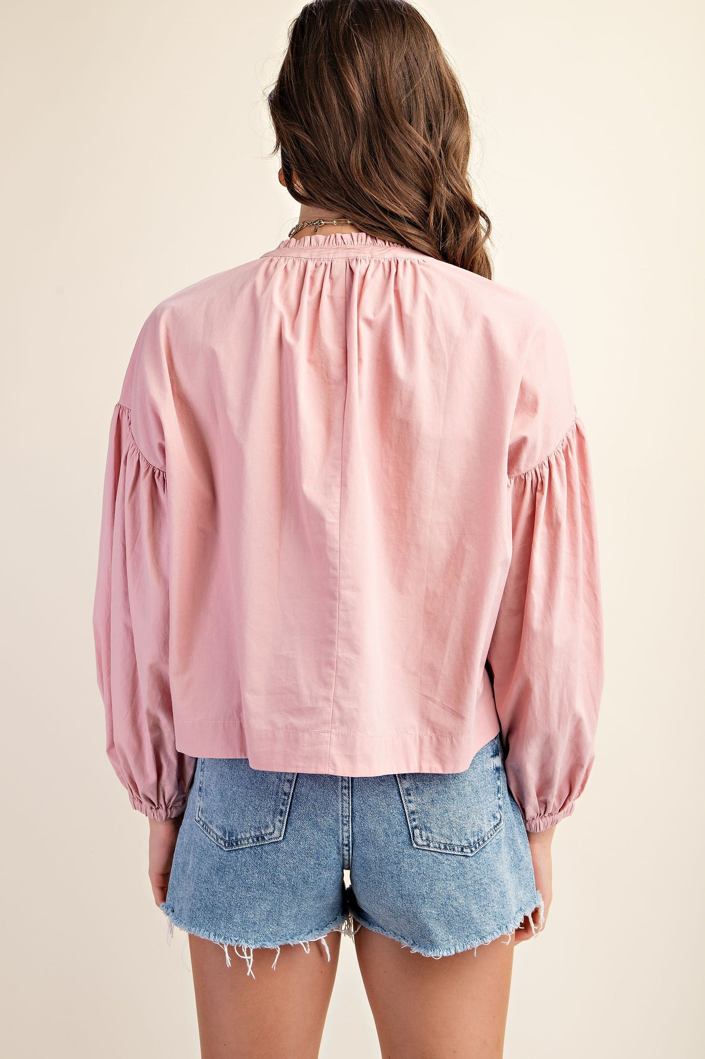 Rose Voluminous Sleeve Blouse