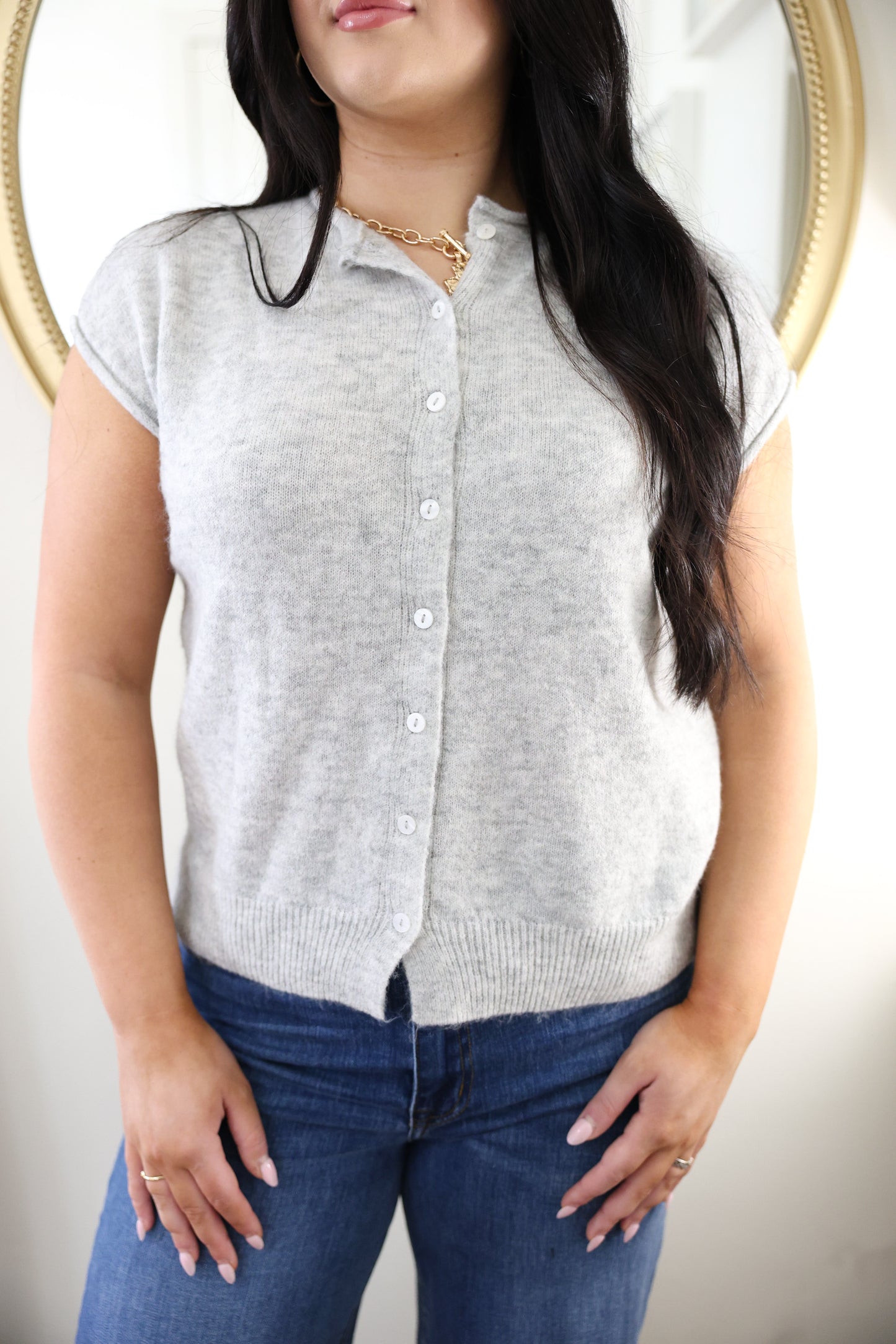 Heather Grey Short Sleeve Cardigan