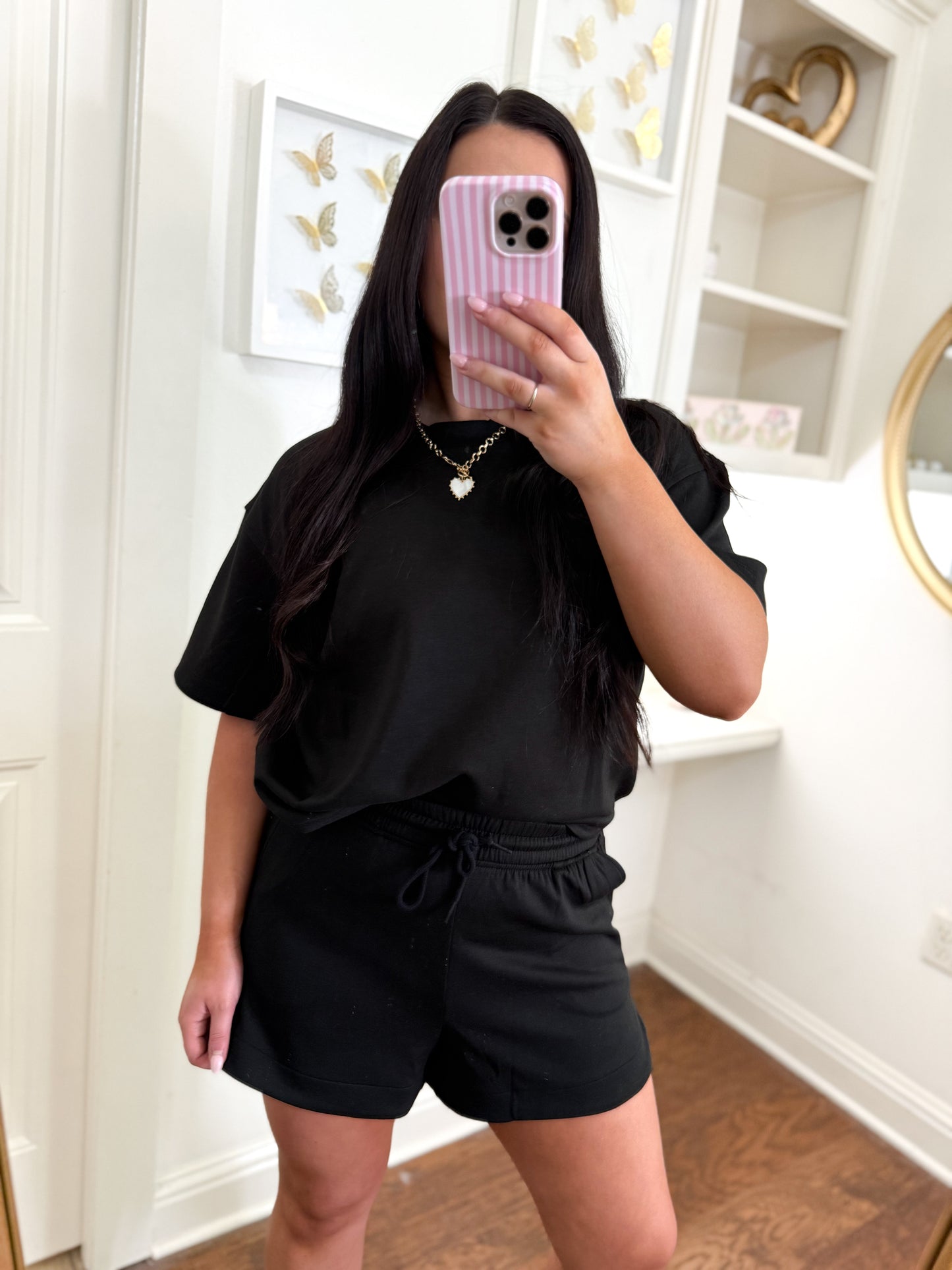 Black Scuba Short Set