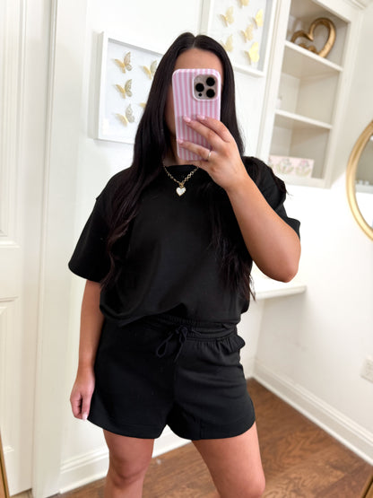 Black Scuba Short Set