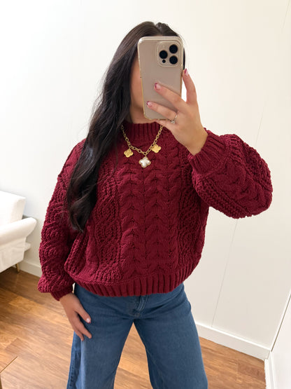 Cabernet Cable Knit Sweater