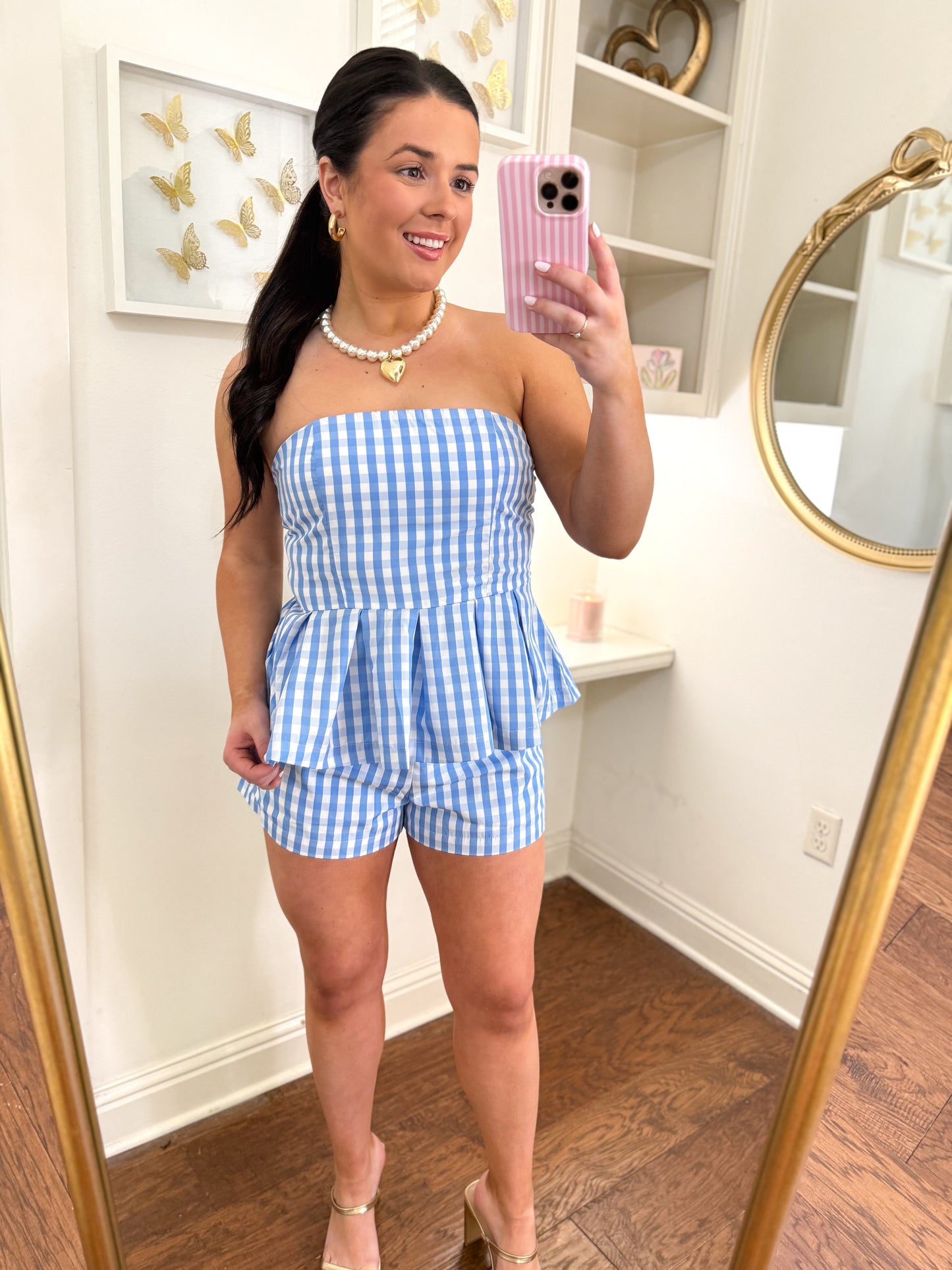 Blue Gingham Shorts