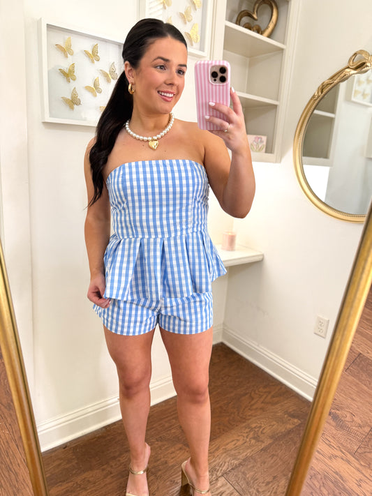 Blue Gingham Shorts