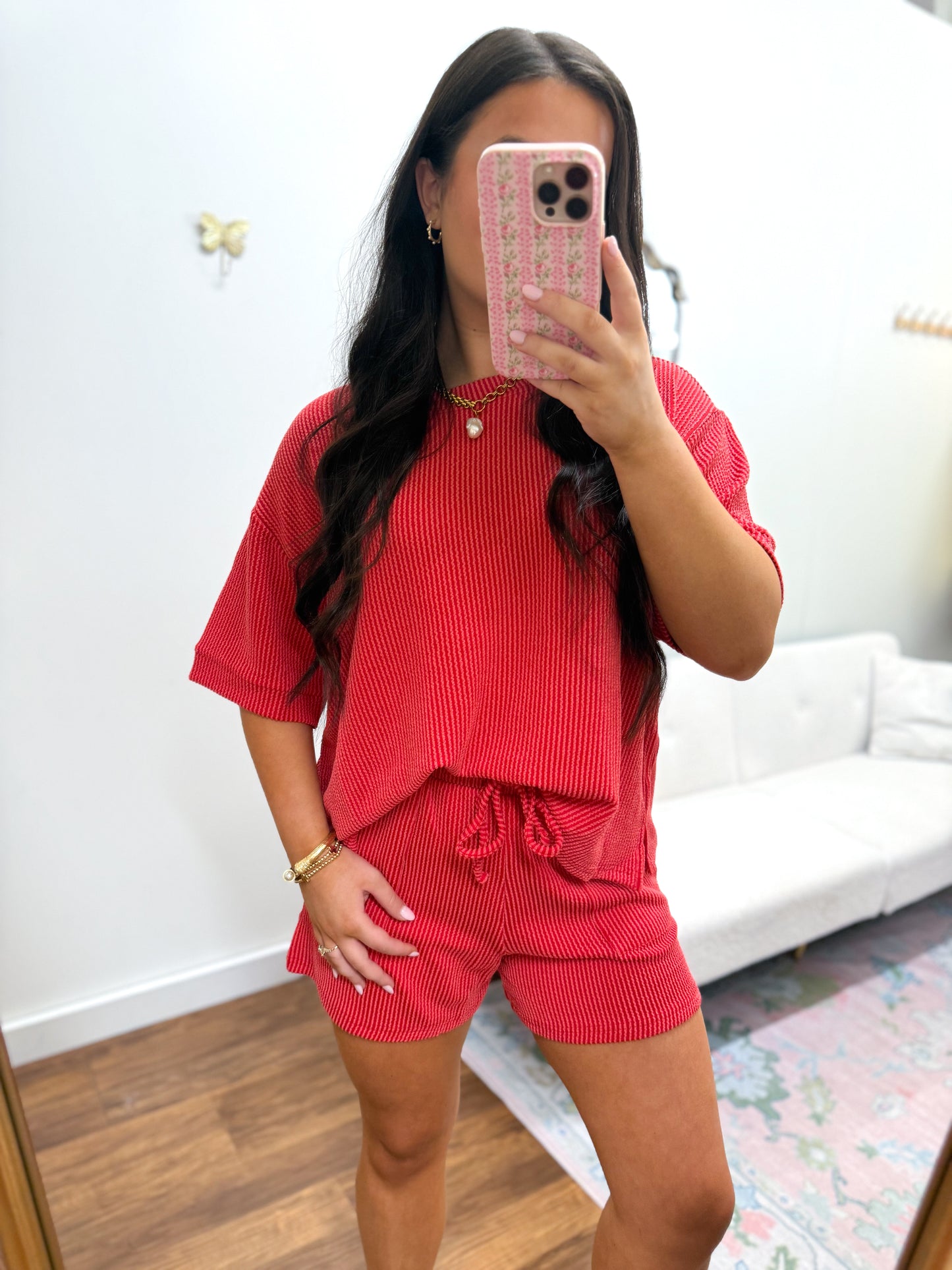 Ruby Ribbed Short Set
