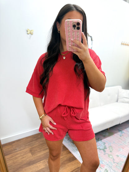 Ruby Ribbed Short Set