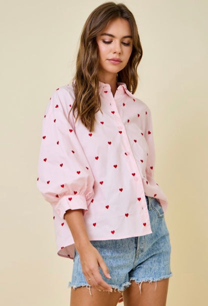 Lots Of Love Embroidered Top