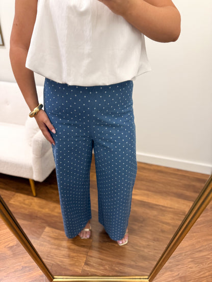 Denim Polka Dot High Waist Pants