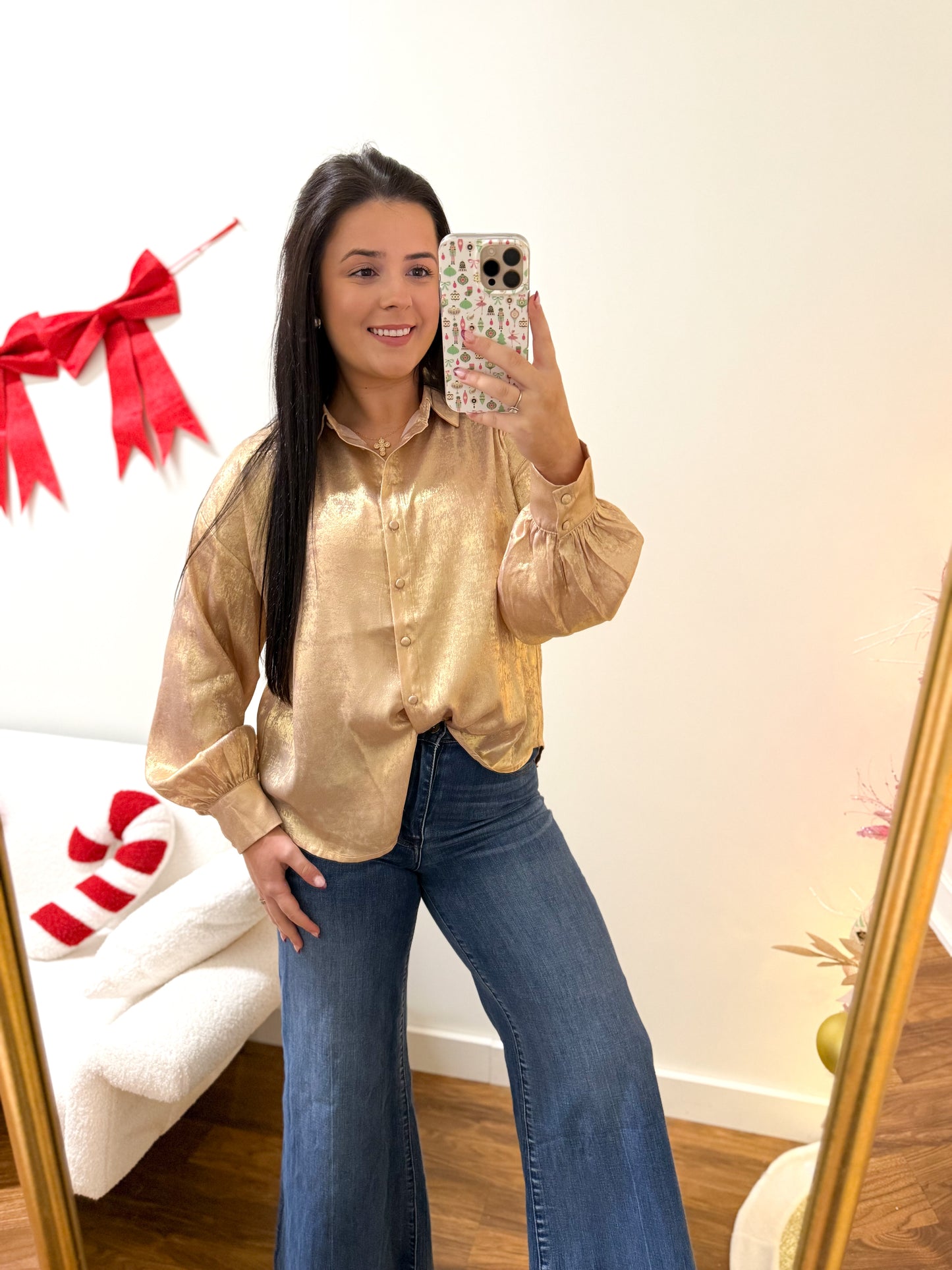 Golden Button Down Top