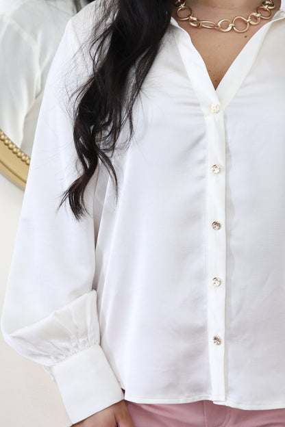 Ivory Silk Button Down Blouse