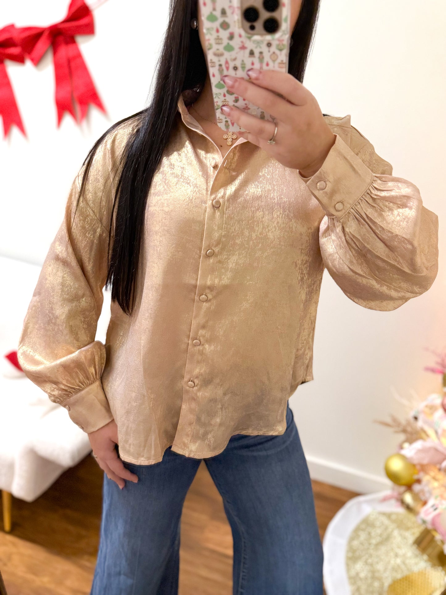 Golden Button Down Top