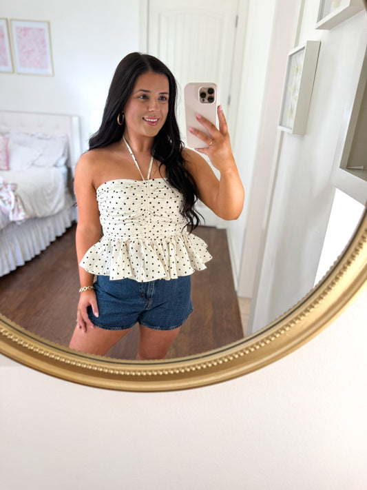 Cream Polka Dot Top