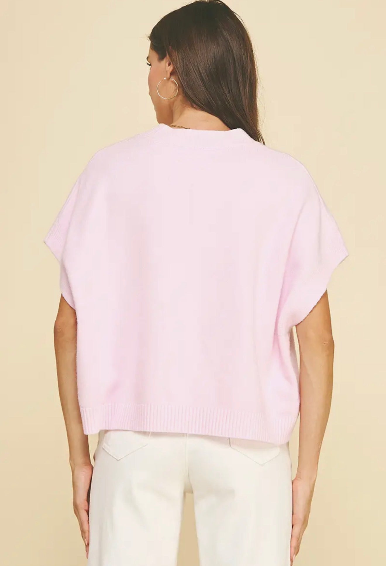 Light Pink Drop Shoulder Sweater Top