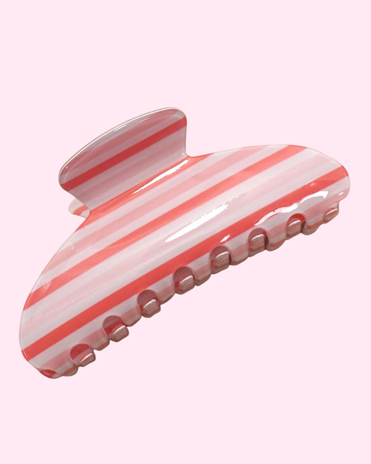 Pink Multi Striped Claw Clip
