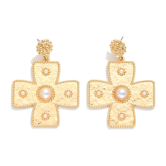 Cross Gold Earrings