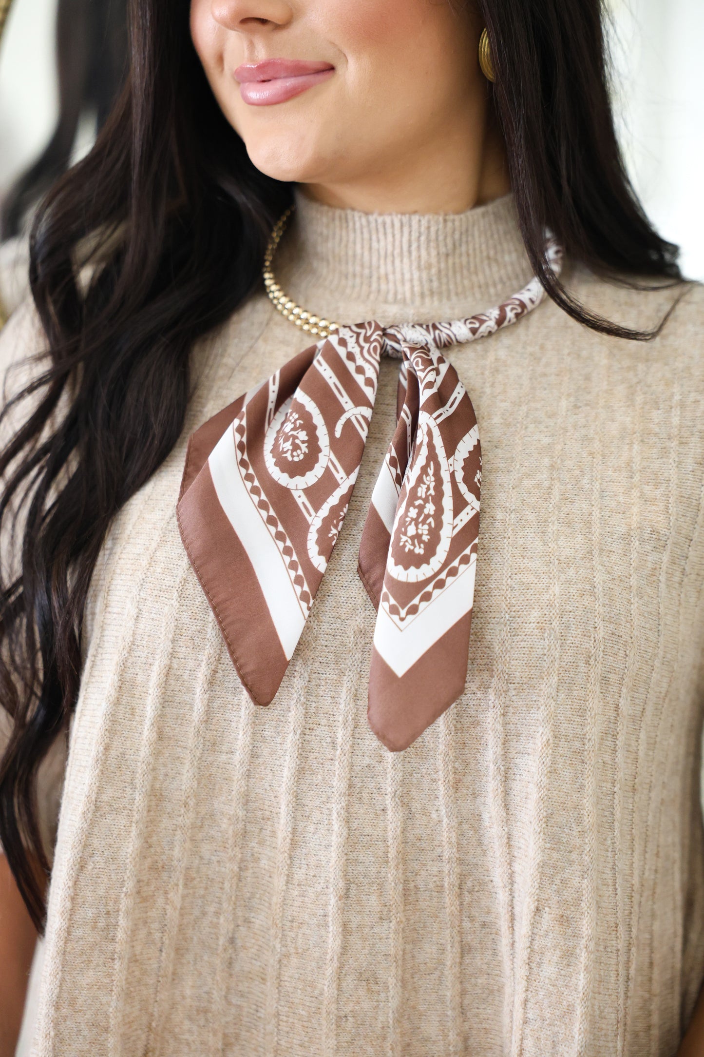 Brown Beaded Scarf Necklace