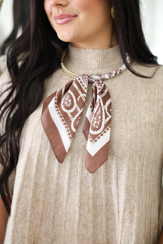Brown Beaded Scarf Necklace