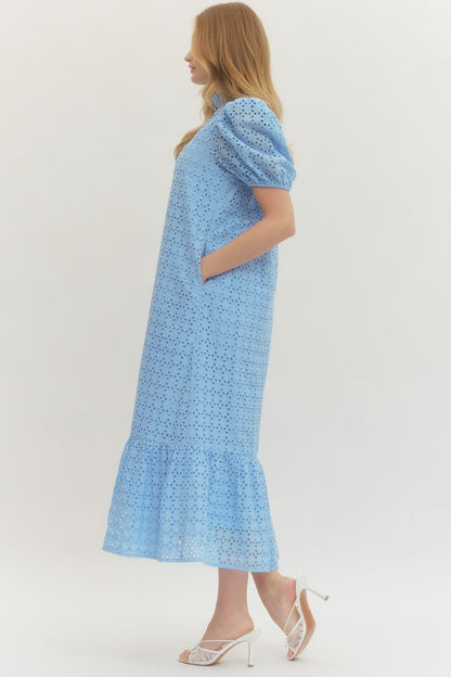 Blue Eyelet Maxi Dress