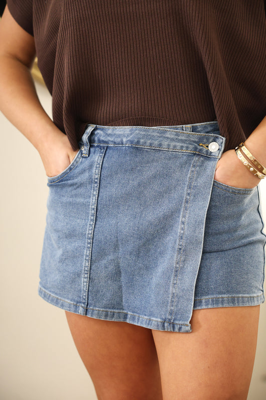 Denim Wrap Skort