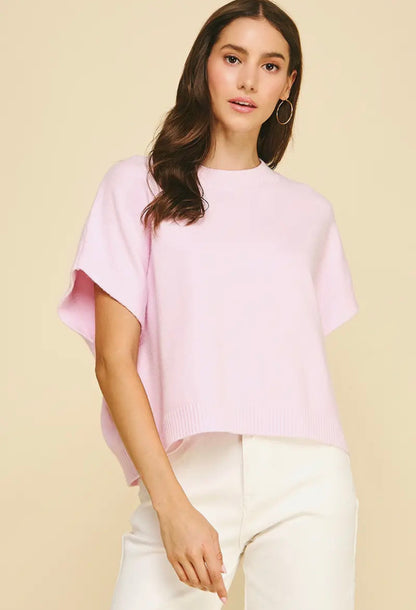 Light Pink Drop Shoulder Sweater Top