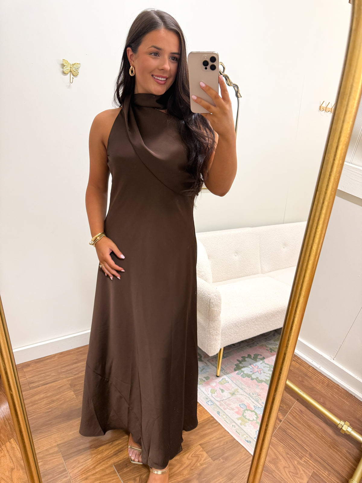 Espresso Wedding Guest Maxi Dress