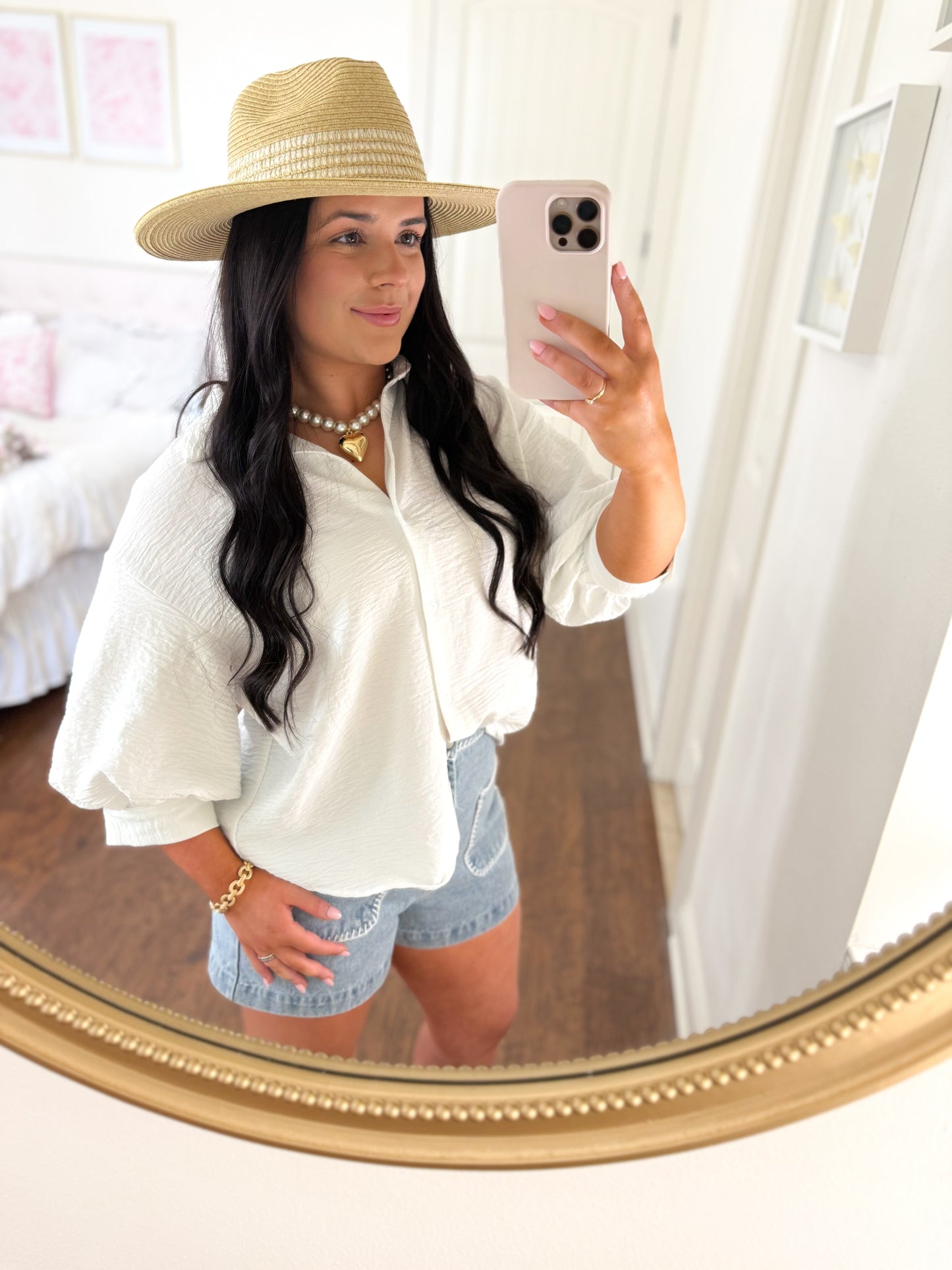 White Bubble Sleeve Top (Restocked!!)