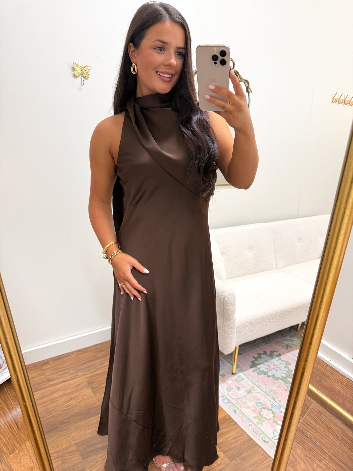 Espresso Wedding Guest Maxi Dress