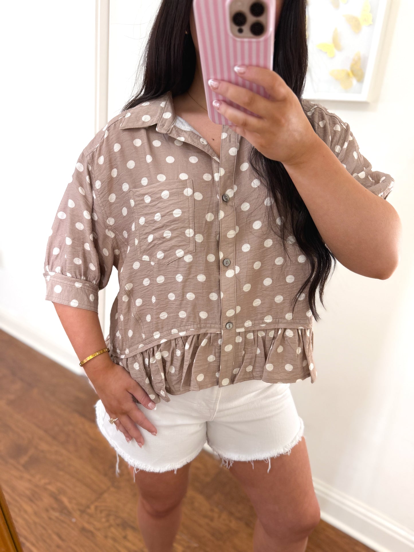 Polka Dot Short Sleeve Top