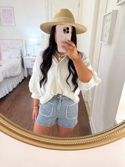 Stitch Pocket Denim Shorts (Restocked!!!)