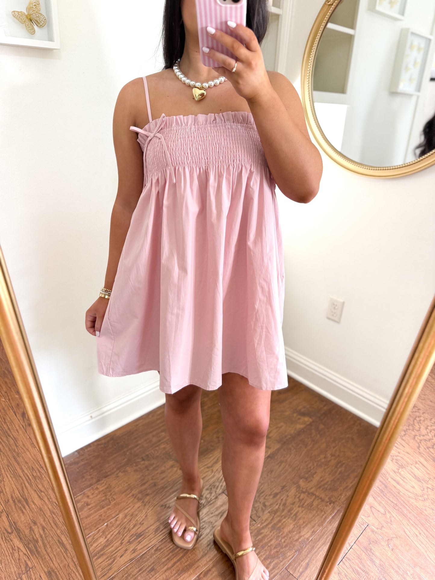 Smocked Pink Mini Dress