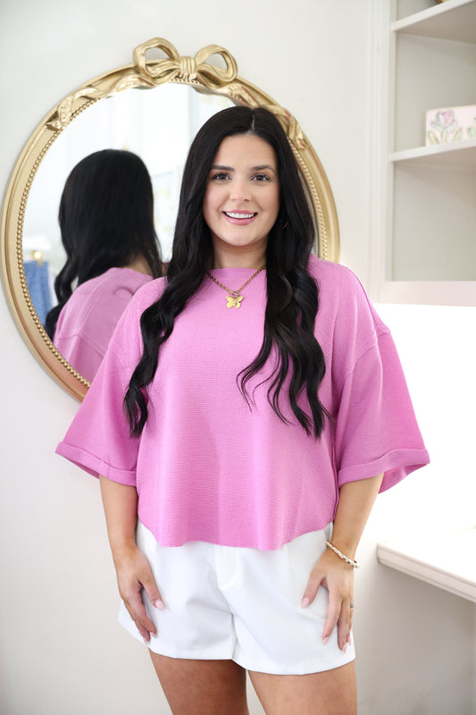 Pink Relaxed Knit Top