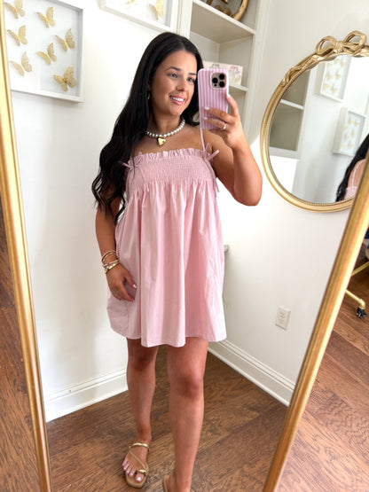 Smocked Pink Mini Dress