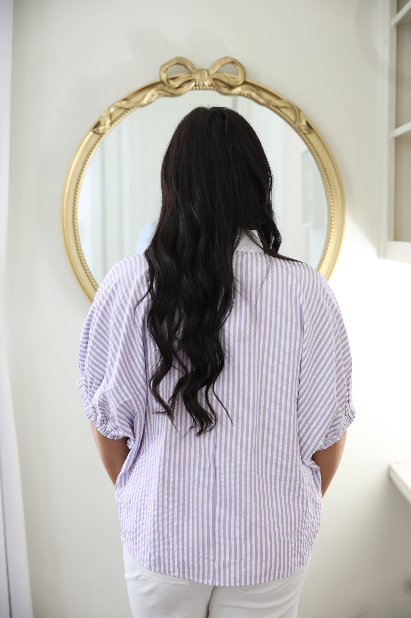 Lavender Striped Dolman Top