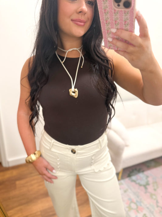 Abstract Gold Pendant Adjustable Cord Necklace
