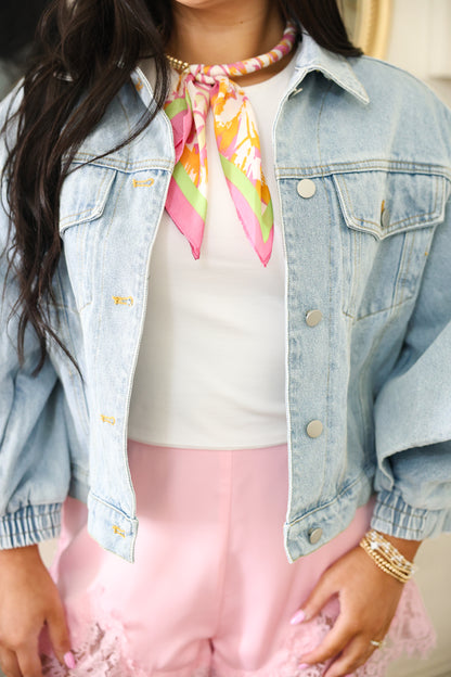 Beaded Scarf Necklace - Pink