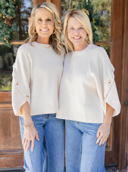 Cream Button Sweater