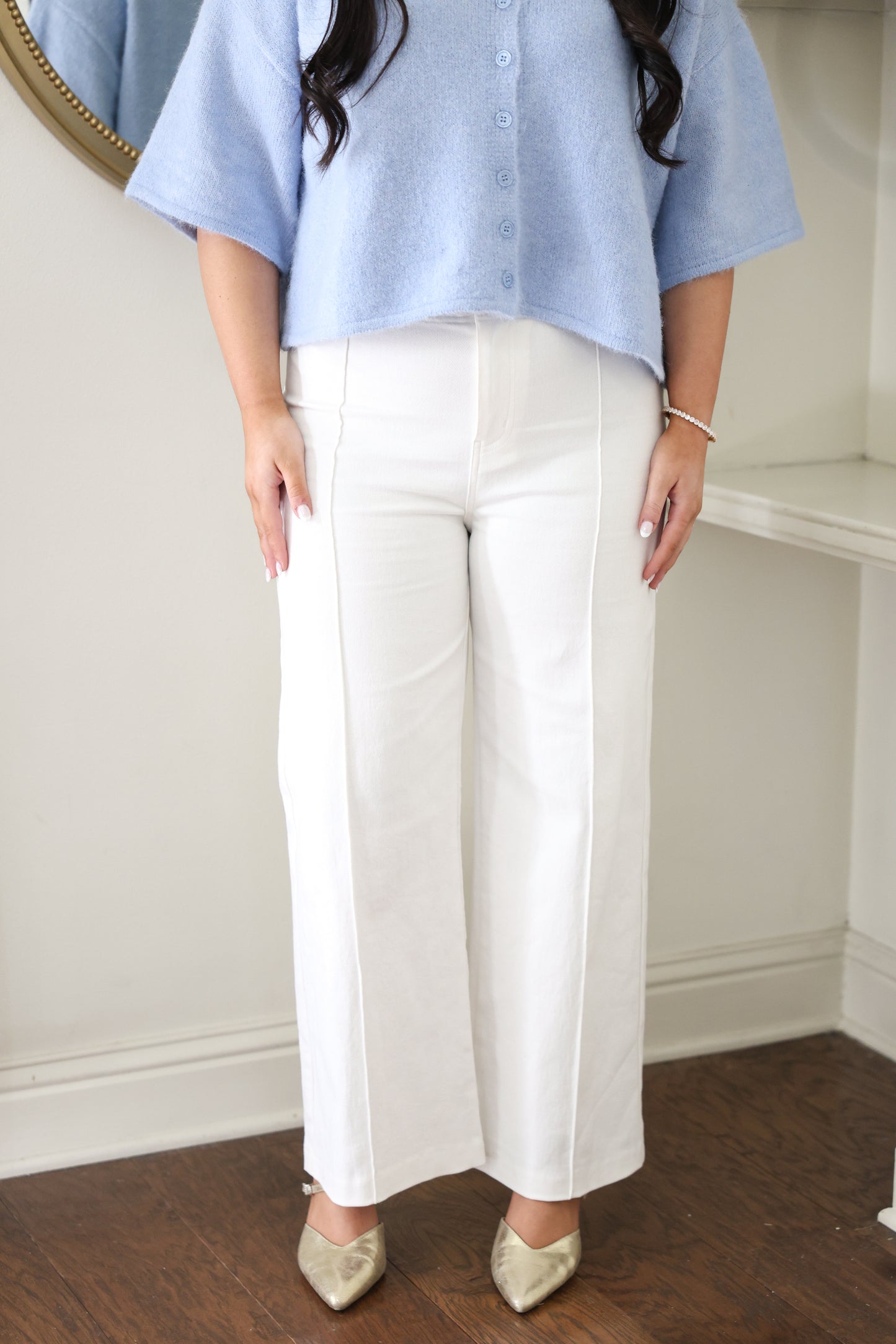 Classy White Seam Pants