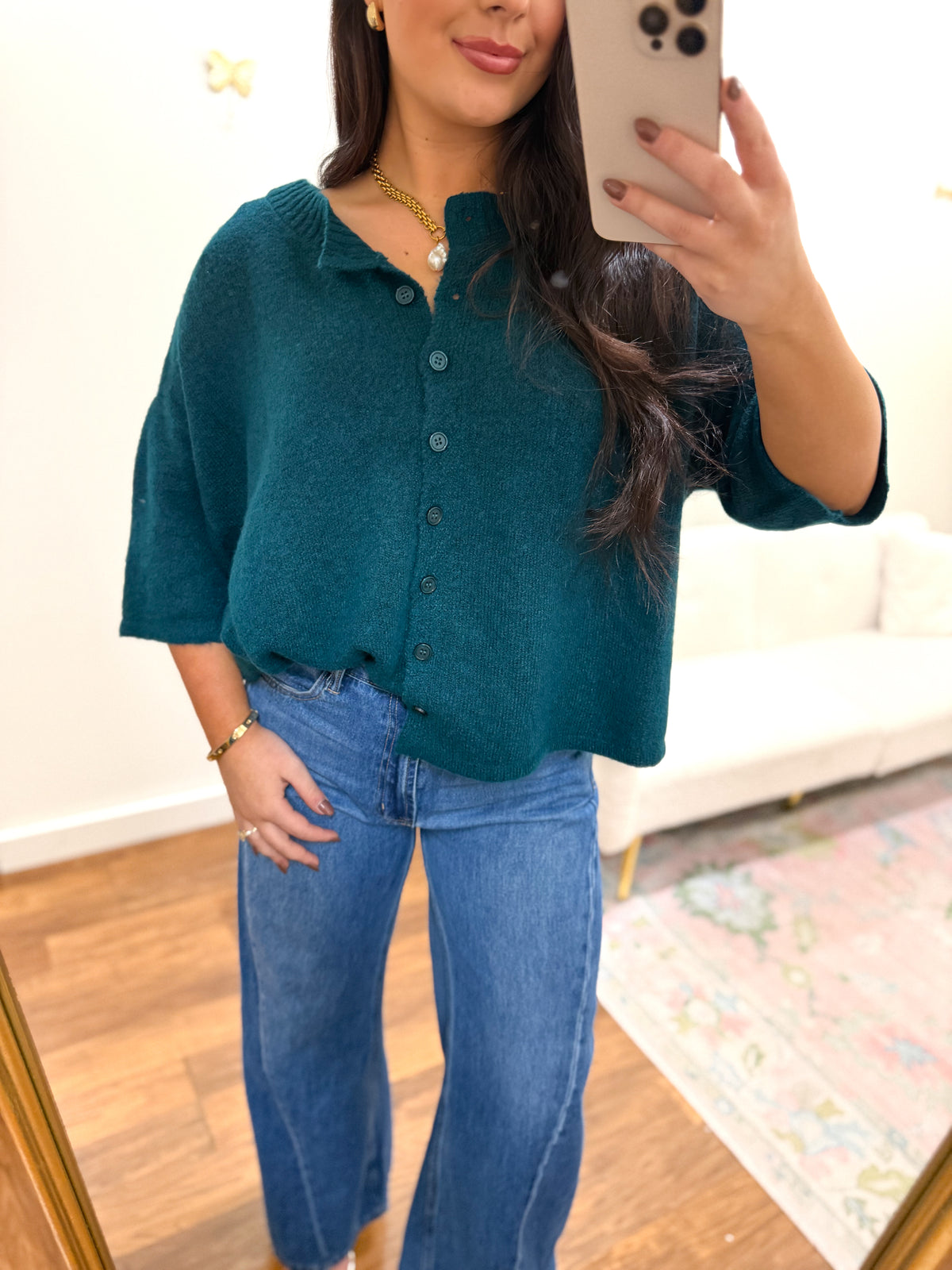 Hunter Green Boxy Cardigan