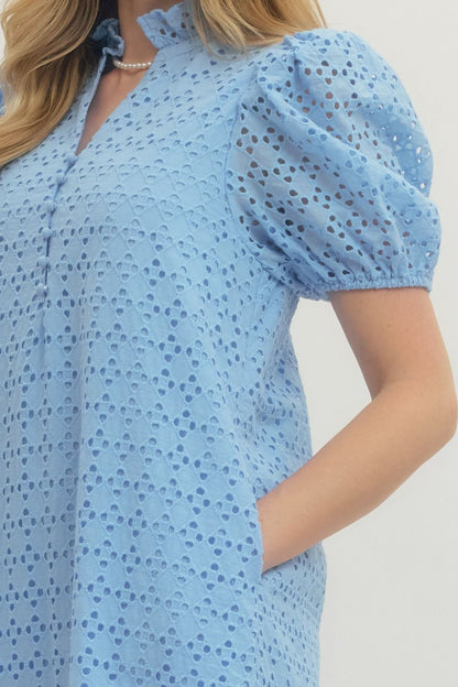 Blue Eyelet Maxi Dress