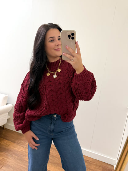 Cabernet Cable Knit Sweater