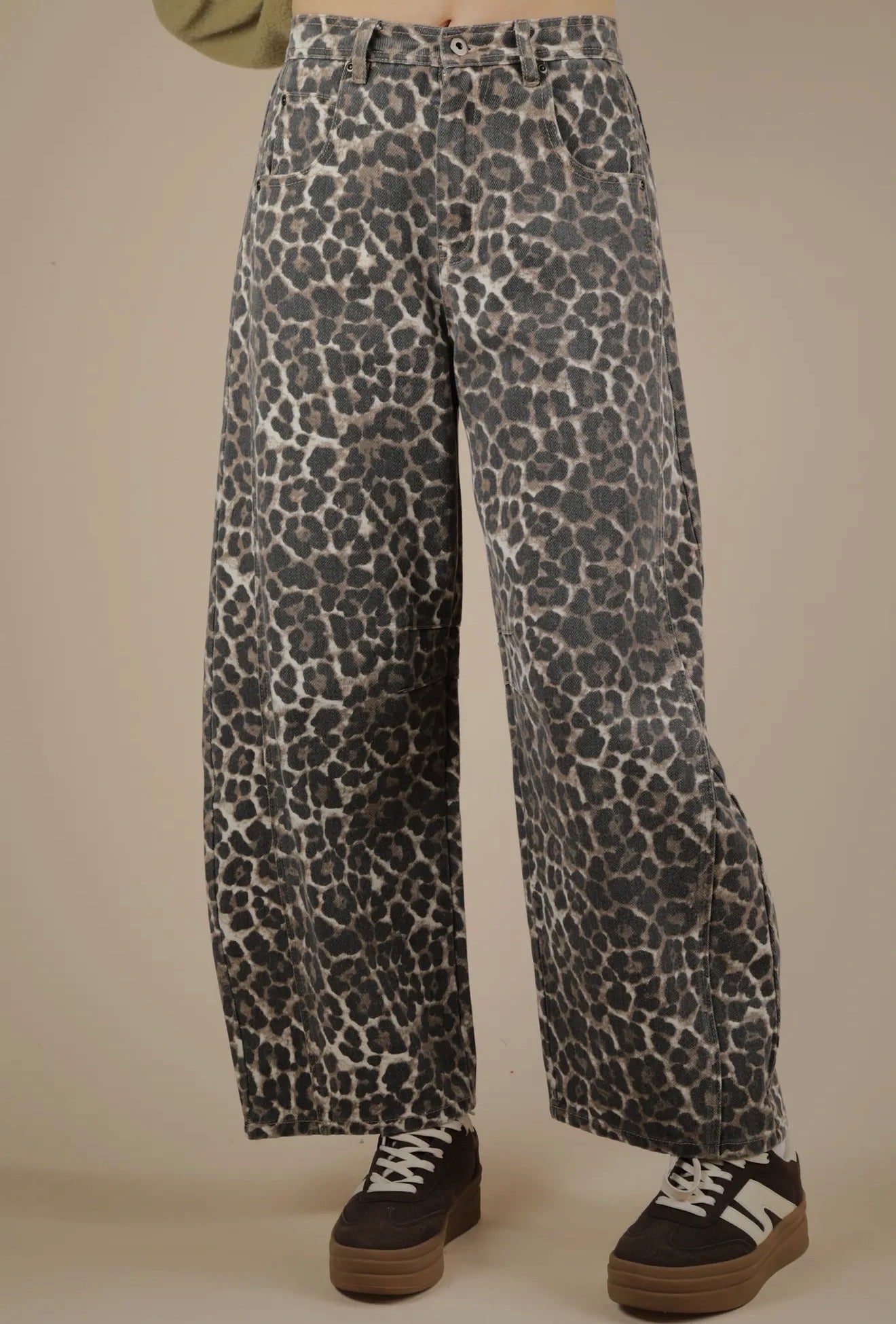 Mocha Leopard Barrel Pants