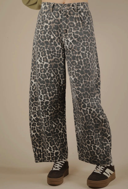Mocha Leopard Barrel Pants
